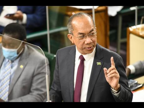 Dr Horace Chang, deputy prime minister of Jamaica and the minister of national security, addresses the issue of crime and violence in Gordon House on Tuesday.