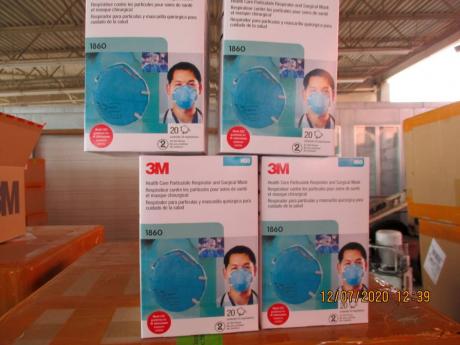 This December 2020 image provided by US Immigration and Customs Enforcement shows counterfeit N95 surgical masks.