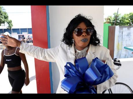 Dorreth Campbell, resident of Trench Town, during a handover ceremony of the Trench Town Entertainment Space, recently. 