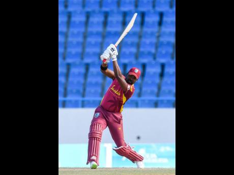 West Indies batsman Darren Bravo in action against Sri Lanka in the third and final One-Day International match played at the Sir Vivian Richards Stadium in St John’s, Antigua, yesterday.