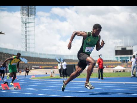 Calabar High School’s Evaldo Whitehorne competes in section three of the Class One Boys’ 400m event at the JAAA Qualification Trials at the National Stadium in Kingston on Saturday, March 13.