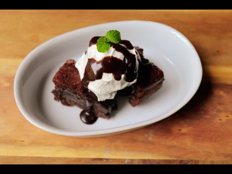 2. A tasty pairing: gluten-free brownie topped with vanilla ice cream.