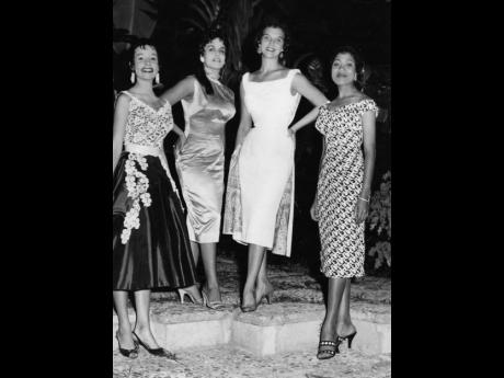 Four of Jamaica’s beauties are seen together in December 1956 at cocktail party given by the managing committee of the Miss Jamaica 1957 beauty contest at the Manor House Hotel. They are (from left) Elizabeth Fraser, Tony Verity, Marlene Milnes-Fenton an