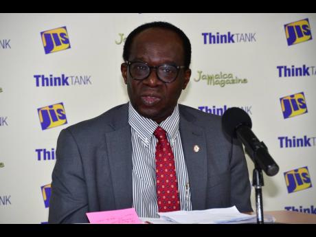 President of the Lay Magistrates Association of Jamaica Dr Lynden Rose addresses a think tank at the Jamaica Information Service regional office in Montego Bay, St James, on Tuesday (April 13).