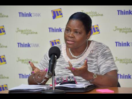 Regional vice-president of the Lay Magistrates Association of Jamaica Surrey, Paulette Kirkland, addresses a think tank at the Jamaica Information Services regional office in Montego Bay, St James on Tuesday.