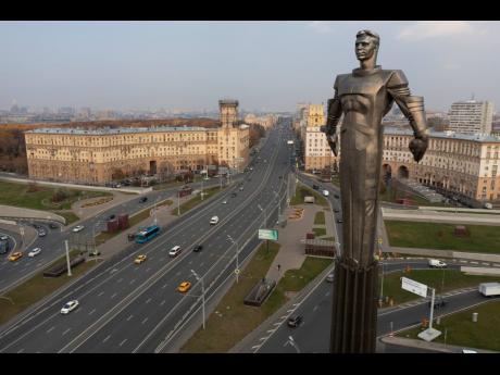 A 42-metre (138-feet) high and 12 ton (26,455 pounds) monument built in 1980 of Yuri Gagarin, the first person who flew to space, became a Moscow landmark. Gagarin’s statue standing on a pedestal made to resemble a rocket exhaust is made of titanium. 