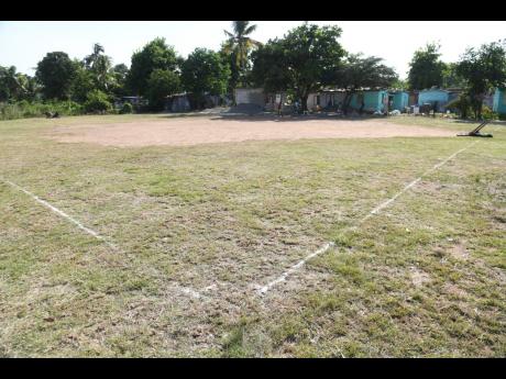 The field where former national footballer Tremaine Stewart collapsed during a game in Gordon Pen, Spanish Town, on Sunday morning. 
