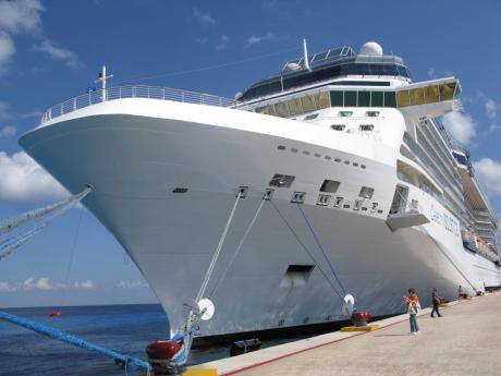 A cruise ship, Celebrity’s Solstice is docked in Cozumel, Mexico.