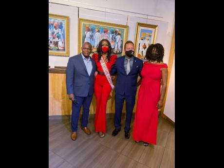 From left: Dr Allan Cunningham, the Jamaican Diaspora Council representative for Southeast USA; Miss Universe Jamaica 2020 Miqueal-Symone Williams; Jamaica's Consul General to Miami Oliver Mair; and popular actress and public speaker Andrea 'Delcita' Wrigh