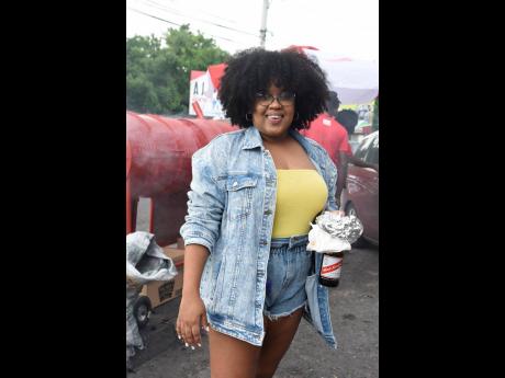 Laurelle Taylor was cool and comfortable in denim at the Red Stripe Red Hills Road Food and Beer Take Over.