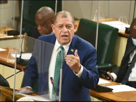 Minister of Industry, Investment and Commerce Audley Shaw making his presentation to the Sectoral Debates in Parliament on Tuesday. 