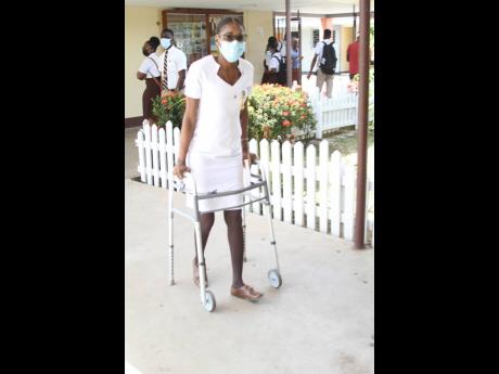 Kerry-Ann Hamilton, school nurse at Central High School in May Pen, Clarendon has been diagnosed with lupus since she was in college, now has other health issues requiring surgery resulting in her using a walker to get around.