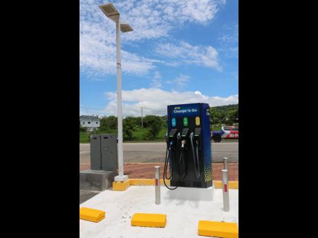 An electric vehicle charging station is among the facilities provided by the Boot service station in Drax Hall, St Ann.
