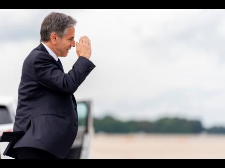 US Secretary of State Antony Blinken boards his plane at Andrews Air Force Base at Maryland  on Tuesday, June 22, to travel to Berlin Brandenburg Airport in Schonefeld, Germany.