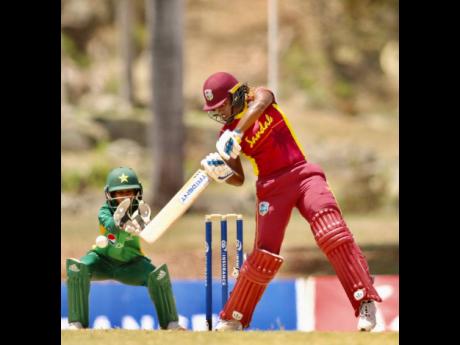 West Indies Women’s Hayley Matthews on the go against Pakistan Women in the second One Day International in Antigua yesterday. 