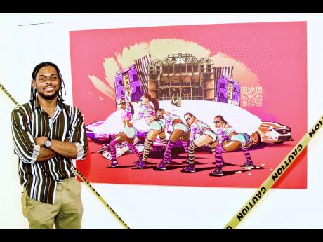The man behind this revolutionary 3D exhibit, Bonito ‘Don Dada’ Thompson stands proudly beside his creations, ‘Gyal Segment’. 