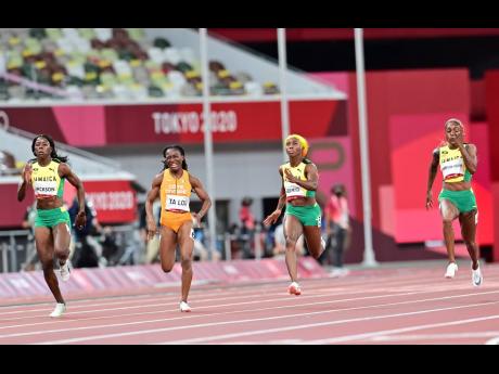 It was a 1-2-3 sweep for the Jamaican women in the 100m inside Tokyo Olympic Stadium yesterday. Elaine Thompson Herah defended her Olympic 100m title with a 10.61 seconds run; world champion Shelly-Ann Fraser-Pryce took the silver medal with a 10.74 second