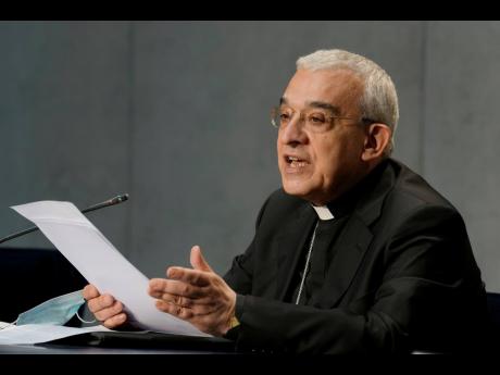 Mons. Filippo Iannone speaks during a press conference to illustrate changes in the Church’s Canon law at the Vatican. Pope Francis has changed church law to explicitly criminalize the sexual abuse of adults by priests who abuse their authority and to sa
