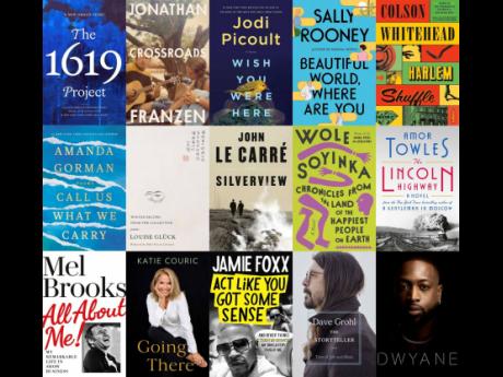 
This combination of book cover images shows cover art for upcoming releases, top row from left, ‘The 1619 Project: A New Origin Story’ by Nikole Hannah-Jones, releasing November 16 (One World), ‘Crossroads,’ a novel by Jonathan Franzen releasing o