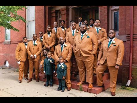 The 15 groomsmen and two ring bearers