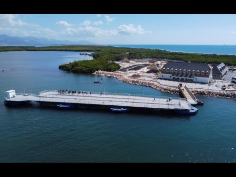 
The Seawalk floating cruise pier installed at Port Royal to facilitate tourist visits is seen at the Old Coal Wharf site on January 17, 2020. There has been a long-standing plan to transform Port Royal into a historic attraction.