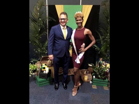 Jamaica’s Consul General to Miami, Oliver Mair, at a meet and greet with reigning queen Tatyanna Brown.