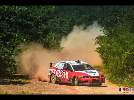 Timothy Stewart leaves a trail of dust on the Lydford rally stage.