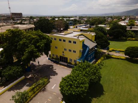 An aerial view of Merl Grove High School in St Andrew. The school’s administration is in the throes of turmoil after the principal was suspended.