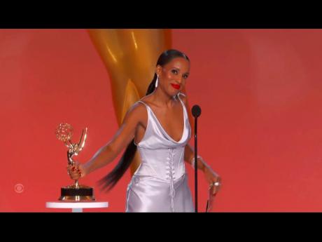  Kerry Washington presents the award for outstanding supporting actor in a drama series during the Primetime Emmy Awards. 