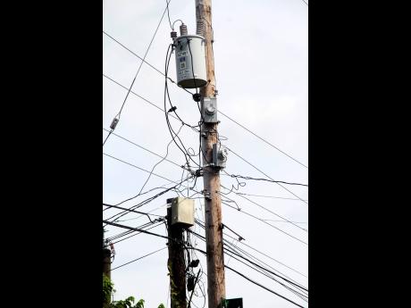 A utility pole in Longwood, Clarendon.