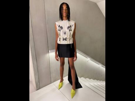 
Shantae Leslie rocks her look for Prada, at the show held on Friday in Milan, Italy.
