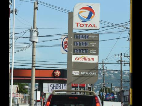 The price board at the Worldtron Total service station in Cross Roads, St Andrew, on the morning of Tuesday, September 14.