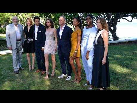 Daniel Craig with cast and production personnel of what was then ‘Bond 25’, at a press launch at Goldeneye in April 2019. From left are Michael G Wilson (producer), Lea Seydoux, Cary Joji Fukunaga (director), Ana de Armas, Daniel Craig, Naomie Harris, 