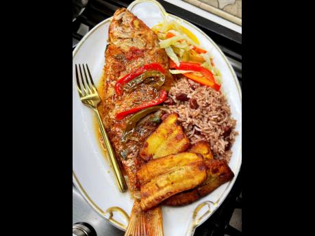 The brown stewed red snapper is ready and waiting to be savoured. 