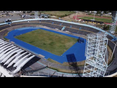 An aerial photograph of an empty National Stadium. The Jamaican Government has banned spectators from attending Jamaica’s crucial World Cup qualifier against Canada on Sunday at the venue.