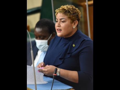 Krystal Lee, member of parliament for St Ann North Western, as she makes her contribution to the State of Constituency Debate on Tuesday.