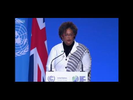 Prime Minister Mia Mottley addressing COP26