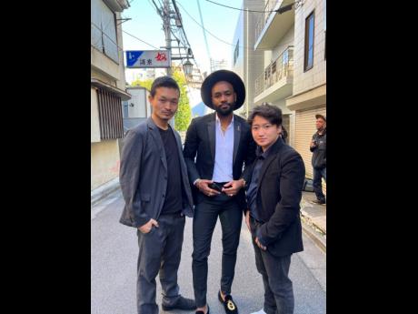 Lij stands is flanked his ‘Jamaones’ cast Koishi Uehara (left) and Takumi Matsumura. 