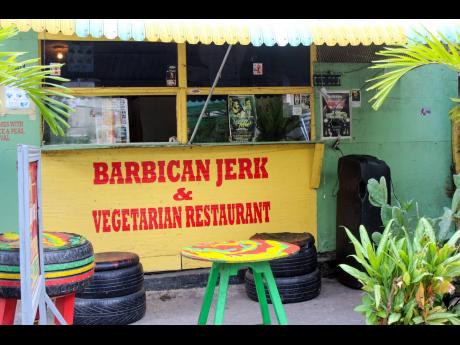  The Barbican Jerk & Vegetarian Restaurant’s décor promotes recycling and sustainable living. 