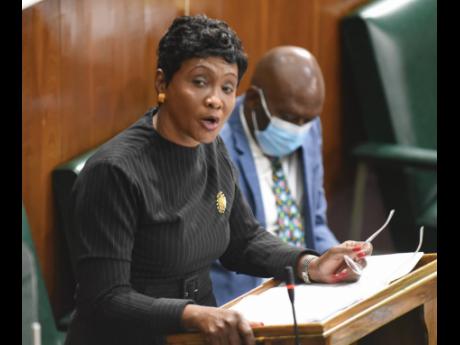 Member of Parliament for Eastern St Catherine Denise Daley speaking in Parliament on Tuesday. 
