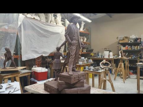 Watson’s maquette sits on a table in his studio. 