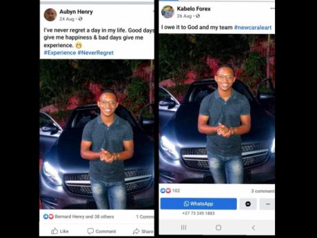 Aubyn Henry's image being used in South Africa by unknown persons, who duplicate his social media posts and purport to be owners of a forex company.