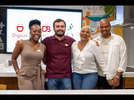 Digicel Jamaica CEO Jabbor Kayumov (second left) shares chill time with Brand Marketing Manager Reshima Kelly-Williams (left) and television personalities Debbie Bissoon and Donovan ‘JR’ Watkis.