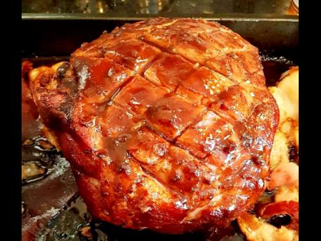 A closer look at the delicious ham, glazed to brown sugar and passion fruit perfection.