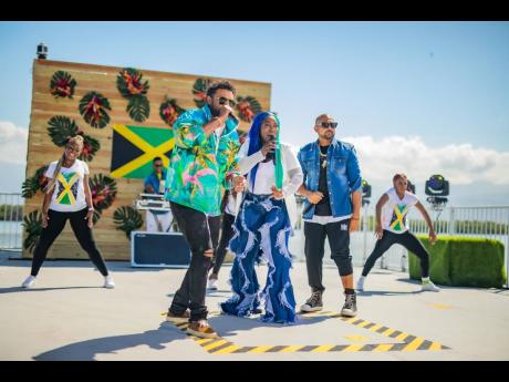 From left: Shaggy, Spice and Sean Paul perform 'Go Down Deh' on 'Good Morning America'. 