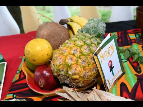 Fruits on display as part of the Kwanza celebration in Oracabessa, St Mary, on December 23.
