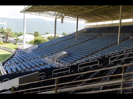 The empty stands in a section of Sabina Park, Kingston.