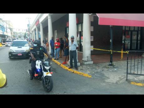 The Sam Sharpe Square branch of Scotiabank in Montego Bay, St James, was closed yesterday after a man was shot in an attempted robbery shortly after it had opened for business. The suspect later died at hospital.
