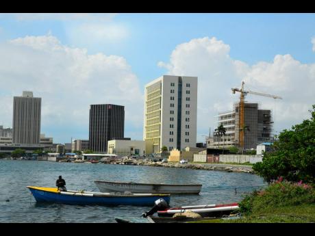 
In this 2018 photo of the Kingston waterfront are seen the then under construction Ministry of Foreign Affairs (second right) and GraceKennedy (right) buildings. In the background are Bank of Jamaica and Scotiabank Centre.