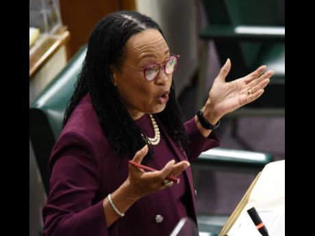 Senator Donna Scott-Mottley makes her contribution to the State of the Nation Debate in the Upper House on Friday. 